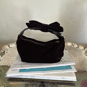 a new day Black Velvet Bow Shoulder Bag
